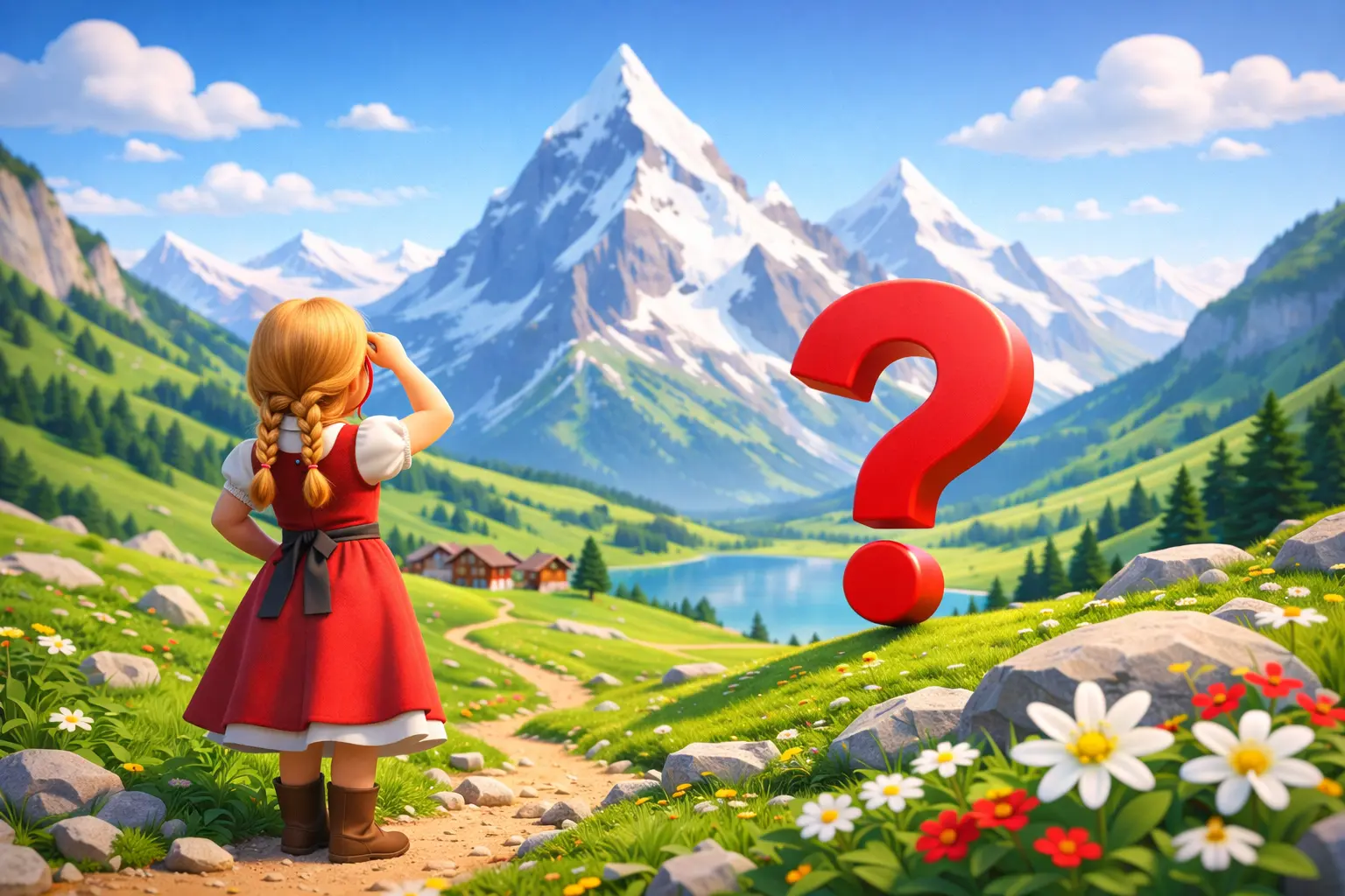 Heidi perplexe dans les Alpes